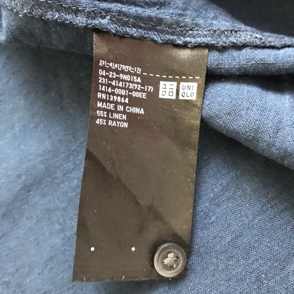 Uniqlo Linen Shirt Blue Boxy Crop Half Sleeve Collared Womens XS - Picture 6 of 8